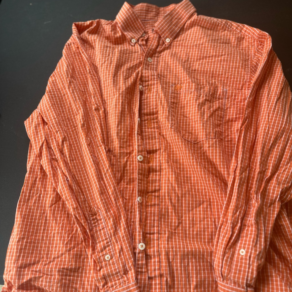 Men's Orange Checkered Shirt